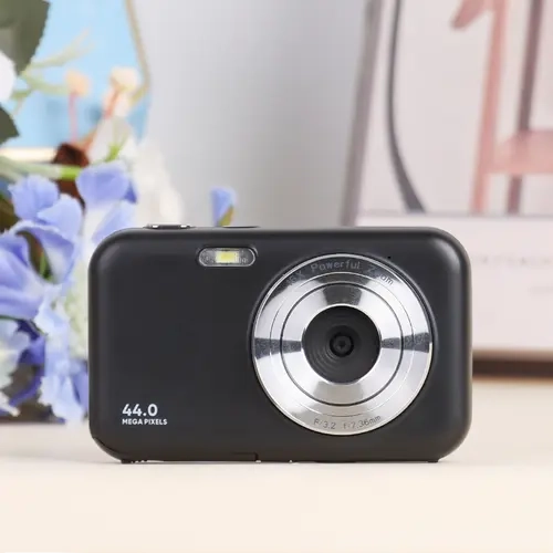CAMKORY Rechargeable Portable Digital Camera, Compact Pocket Vlogging Point & Shoot with Neck Lanyard, 32GB Micro SD Card, USB Type-C, Anti-Shake, 16X Zoom, FHD 1080P 44MP High Definition for Daily Photography & Holiday Gift【Classic Black】, Rechargeable P