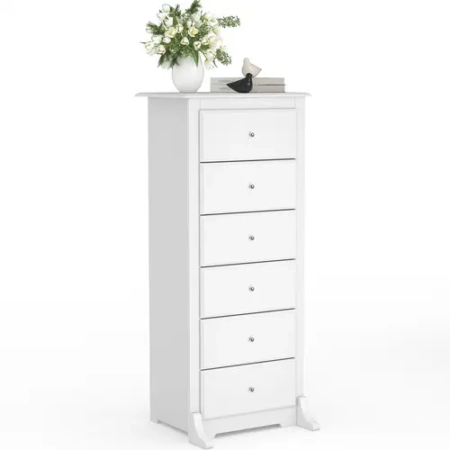 Sweetcrispy Durable 6-Drawer Sturdy Wood Minimalist Bedroom Storage Dresser - Scratch-Resistant, Space-Saving Clothes Drawers Cabinet, Indoor Cupboard Furniture, Carton Packaging, Assembly Required (Bedroom, Closet)