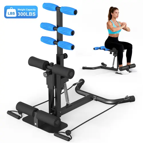 Relife Sports Adjustable Alloy Steel Strength Training Machine - Home Exercise Equipment, Workout Equipment with Adjustable Design, Compact & Storable Design, 300lbs Load, Multi-Level Deep Squat Station, Detachable Resistance Bands for Leg & Core Training