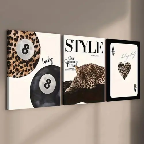 3-Count Wooden Frame Leopard Print Canvas Wall Art, Waterproof Animal Print Posters, Leopard Print Room Decor for Living Room, Bedroom & Corridor #GLOBAL PICKS
