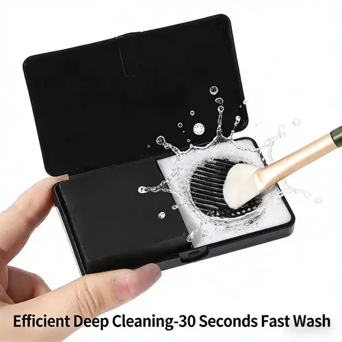 Bsapy Solid Cosmetic Cleansing Brush Soap Bar with Cleaning Pad - 1 Pcs Reusable, Durable, Foldable Beauty Tool for All Makeup Brush Sizes, Efficient Deep Cleaning Personal Care Accessory (24 Months Durability Assurance)