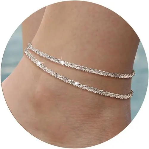 FREEKISS Ankle Bracelets For Women Glitter Waterproof Adjustable Anklet For Women Layered Anklets Summer Beach Anklet For Women Gift For Christmas Fashionable Accessory Jewelry FallDealsForYou BlackFriday