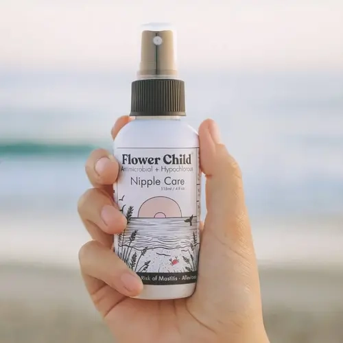 Flower Child Natural Safe Hyphochlorous Pump Spray Bottle - 4oz Antibacterial Multi-Use Care for Daily Sensitive Skin Repair & Nipple Care