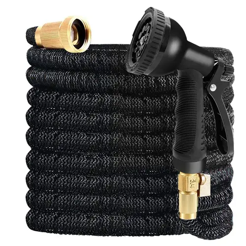 【SummerVibes】100、75、50FT Heavy Duty Superior Strength，Expandable Garden Hose,4 -Layer durable collapsible Latex Core,Extra Strong Brass Connectors ,lightweight flexible water hose