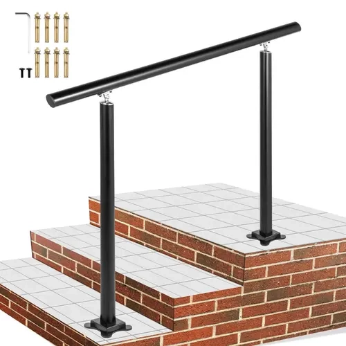 VEVOR Outdoor Stair Railing Complete Kit, 3ft Length Black Aluminum Handrail with 35.8"x35.8" Adjustable Angle, 165 lbs High Bearing Capacity, Screws & Allen Wrench Included, Effortless Installation for Concrete Steps, Indoor & Outdoor Elderly Safety Use