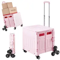 VEVOR Foldable Utility Cart - 65L Light PP Plastic Collapsible Folding Wagon with Stair Climbing Wheels, 360° Swivel Wheels & Telescoping Handle for Seniors, Kids Painting