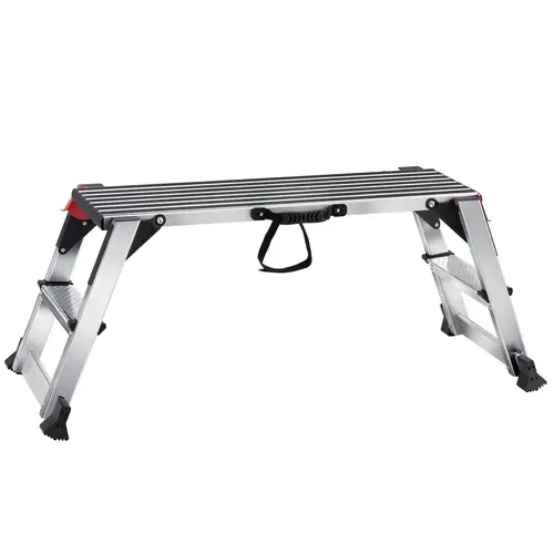 VEVOR Aluminum Step Ladder - Practical Folded Work Platform Workbench, 660 lbs Supports Loads, 29.9''x11.8''x7.7'', Anti-Slip Feet, Ladder Folding Steps, Easy Portability, Ideal for Home DIY & Outdoor Cleaning