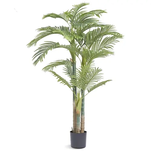 VEVOR 6.5 FT Floor Artificial Gold Cane Palm Tree, PE Material, Stainless Steel Adjustable Anti-Tip Protection, Low-Maintenance Basic Decor, Washable Artificial Faux Greenery, Natural Look, Indoor/Outdoor for Home Users (Bedroom, Home Office Decor)