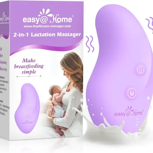 Easy@Home 2-in-1 Lactation Massager with Heat & Vibration for Breastfeeding Comfort - Gentle Nursing Support, Waterproof IPX7, Travel-Friendly Design