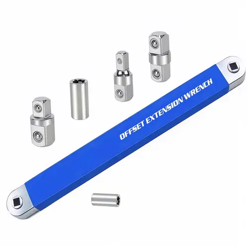Heavy Duty Ratchet Offset Extension Wrench,1/4" 3/8" 1/2" Drive Adapters,60° Swing Arm for Tight Spaces#summerfinds