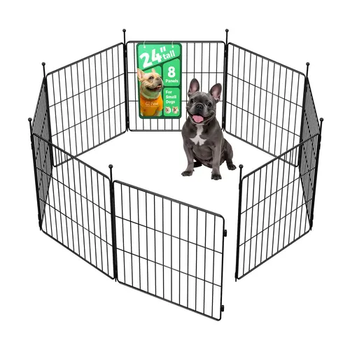 FXW MiniPaws Unleashed Universal 32inch Portable Puppy Exercise Pen - Coated Metal Enclosure, Lightweight Safe Portable Puppy Fence, 4.3" Mesh Spacing, Expandable Design, Tool-Free Setup, Enhanced Stability, Floor-Safe Pads, Indoor/Outdoor Use