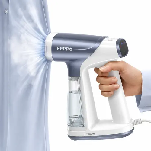 FEPPO Handheld Garment Steam Machine - 2-in-1 Steamer & Iron for Clothing with Independent Steam & Suction Modes, Compact, Adjustable Settings, Smart LED Control Panel, 110-120V Home Use, Back to School Essential