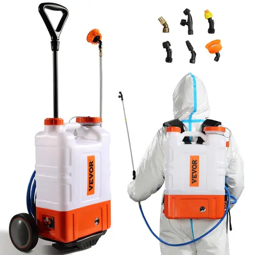 VEVOR Battery Powered Backpack Sprayer,  0-90 PSI Adjustable Pressure, 4 Gallon Tank, Back Pack Sprayer with 8 Nozzles and 2 Wands, 12V 8Ah Battery, Wide Mouth Lid for Weeding, Spraying, Cleaning#SohoChic
