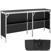 VEVOR Foldable Lightweight Extra Long Portable Bar Table - 4-Leg Steady Base, 77.95"x15.16"x34.65", Black Skirt, Storage Shelf, 50 kg Long-Run Load, Carrying Bag Simplifies Travel Setup, for Teaching, Trade Shows to Parties, Quick Storage, #SohoChic
