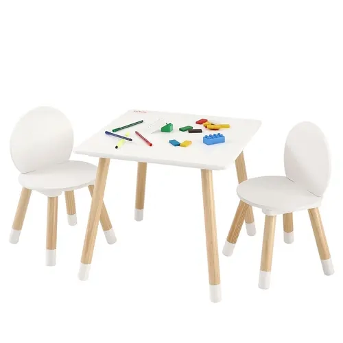 VEVOR Kids Table and Chair Set - 2 Pcs Toddler Furniture Set with Heat-Resistant Wood Table, Solid Wood Legs, 2 Seats, Ideal for Art, Learning #SohoChic