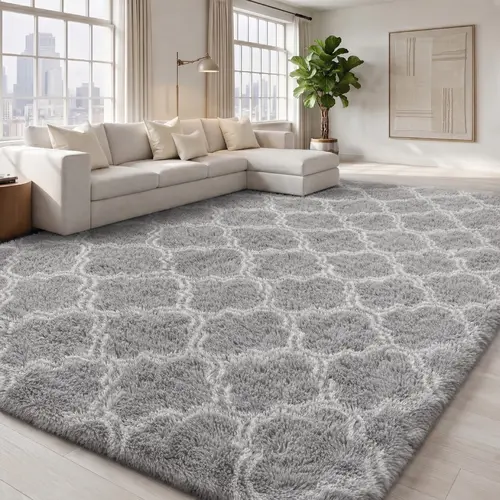 FAMVAL Long-Pile Decorative Floor Shaggy Rug, Cozy Fluffy Underfoot Comfort, Non-Slip Living Room Rug, House Decor for Bedroom, Ideal Gift for Dorms