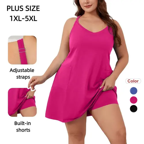 COOTRY Women's 【Plus Size】 Athletic Dress Summer Tennis Workout Active Sports Mini Romper Dress Built in Shorts Travel | plus size fashion | plus size outfits