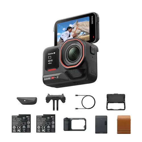 Insta360 Ace Pro 2 Flash Print Bundle - 8K Waterproof Underwater Action Camera with Leica Lens, 1/1.3" Sensor, Dual AI Chip, Leading Low Light, Xplorer Grip Pro Kit, Portable, Contentcreator & Street Photography Use