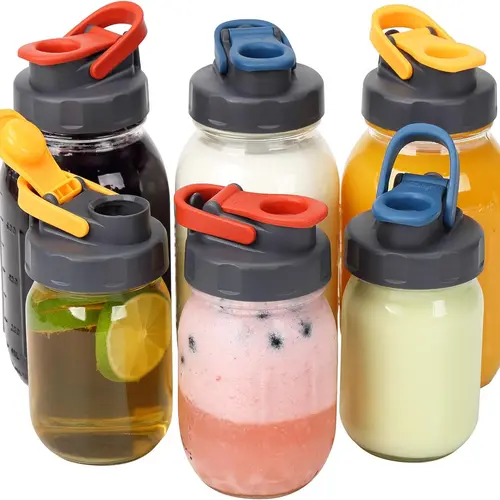 Soligt Mason Jar Lids - 4/6-Pack Wide/Regular Pour Spout Flip Cap, Ball Jar Fit, BPA-Free Leakproof Airtight Container Set, Durable Premium Plastic Canister Lids, Dishwasher Safe for Drinking & Salads (Containers Not Included)