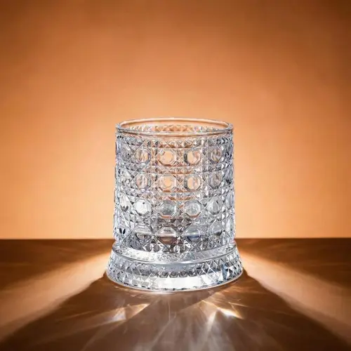 Premium Crystal Whiskey Cocktail Glass - 360° Spinning Base, Star-Cut Design, Durable Heavy Barware for Home Bar & Office Desk, Stress Relief Drink Gift for Dads’ Birthday (Bourbon, Wine, Coffee Compatible)
