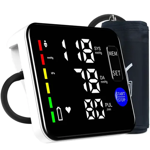 Ziqing Upper Arm BP Monitor, Smart Home Healthcare Device with Compact LED Display, Rechargeable Battery-Powered Cord-Free, Adjustable BP Cuff (8.7"-16.5"/42cm Fit), 240 Memory Records, Voice Broadcast, Easy-to-Use Care Device for Smart Home Systems