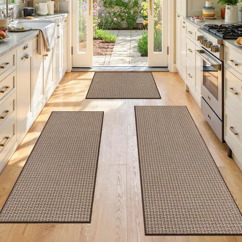 LOKHOM 3-Piece All-Surface Non-Slip Kitchen Rugs Set - Thick Soft Rug, Machine Washable Modern Runner, Absorbent Indoor Floor Mat for Kitchen Decor & House Accessories