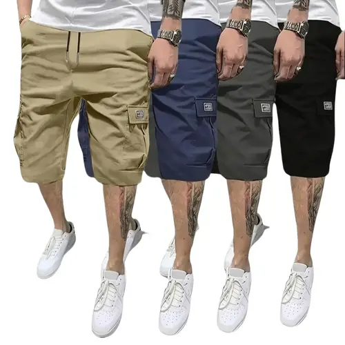 Men’s shorts set — brown/black/dark navy blue/green — slanted cargo pockets — versatile casual wear — everyday use — men’s cargo shorts Beige,father'sdaygifts