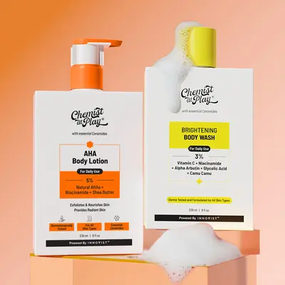 AHA Body Lotion + Body Wash Duo | Smooth Rough Skin, Improve Texture & Hydrate | KP & Strawberry Legs Care