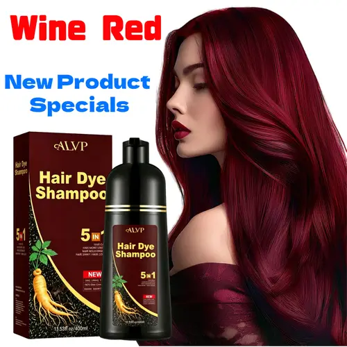 ALVP 2026 Shampoo 5 In 1 Herbal Wine Red ColorShampoo For Women & Men Covers  Grays LongLasting Nourishes Scalp Ginseng Haircare