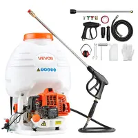 VEVOR Gas Powered Backpack Sprayer, Comfortable Backpack Design, 5 Gal Tank, 26.5CC 0.9HP Engine, 24in Wand & Nozzles, Large Capacity, Broad Even Misting, Boosts Efficiency, Tick Control, Large Area Lawn Care, Home/Commercial Pest Control Accessory