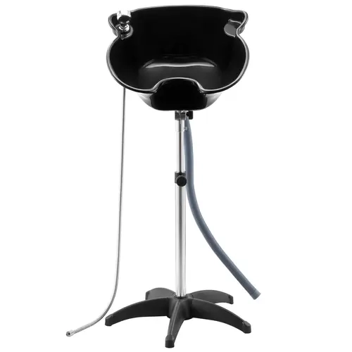 VEVOR PP-Steel Shampoo Bowl (6.8 lbs, Lightweight & Portable) – Modern Deep Sink with Adjustable Height, Angle, Wash Support, Drain Hose, Shower Head, Rolled Edges, Flexible Washing & Treatments for Barber Shop Comfort