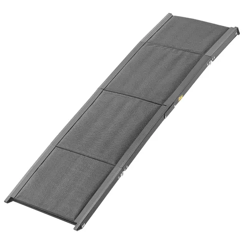 VEVOR 6063 Aluminum Dog Car Ramp, 63" L x 17" W Extended Gentle Slope, 15s Quick Fold 14.4 lbs Portable Ramp for Medium-Large Dogs Up to 250lbs, Non-Slip Oxford Fabric Paw Grip Surface, Easy Storage for Cars & Travel, Black