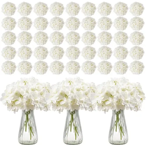 VEVOR Artificial Flowers,  305 pcs Real Looking White Silk Fake Hydrangea Bulk, White Faux Bridal Shower with Stems for DIY Wedding Bouquets, Home Centerpieces Arrangements, Party Tables Decorations#SohoChic