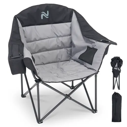 ABORON Heated Armrest Heavy Duty Folding Chair - 3 Heat Levels, 400 lbs Capacity, Sturdy Portable Travel Chair with Carry-Bag Fold-Up, Built for Camping, Tailgates, Beach, Outdoor Use