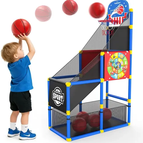 EagleStone 2-in-1 Adjustable Height Arcade Basketball Hoop with Dart Board, Easy-to-Set-Up Assembly Kit, BPA-Free Fun Indoor/Outdoor Sports Toy for Boys #backtoschool #sohochic