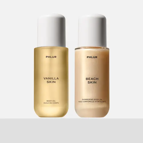 PHLUR Vanilla Skin & Beach Skin Body Oil Duo - Scented + Shimmering Body Oil Set (2 x 4 fl oz)