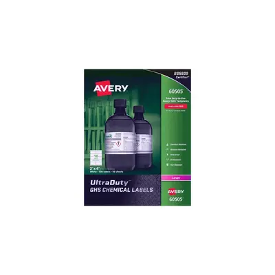 AVERY 60505 2" x 4" GHS Chemical Labels for Laser Printers, 500 labels/50-sheets