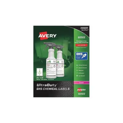 AVERY 60503 3-1/2" x 5" GHS Chemical Labels for Laser Printers, 200