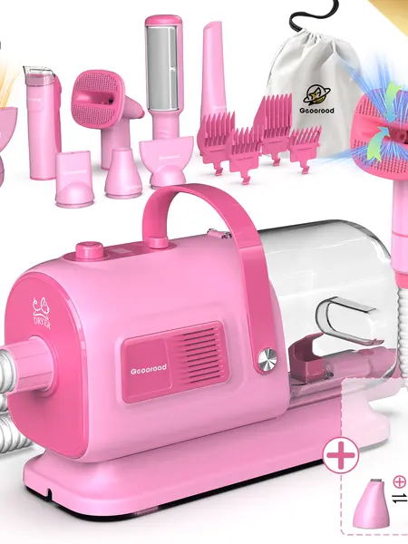 【Geoorood】Geoorood Dog Vacuum & Dryer for Shedding Grooming, 9 in 1 Dog Grooming Kit with Metal Blades Pet Clippers,Adjustable Speed&Temperature Control Blower, Professional Grooming Vacuum Kit,Proven Grooming Tool  Paw Trimmer#DealsforYouDays #SummerWins