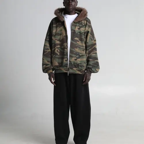 Fur Hooded Fleece Zip-Up