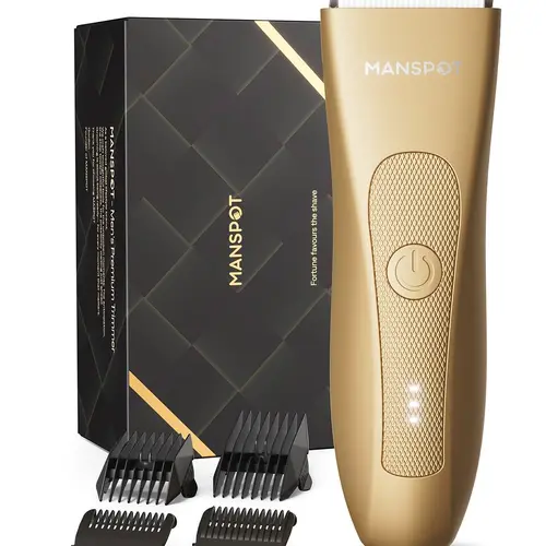 MANSPOT Men's Manscape Grooming Hair Finishing Trimmer - Ceramic Blade, Single Unit with Box, Gold - Daily Care Tool, Valentine's Day/Birthday Gift for Boyfriend, Husband