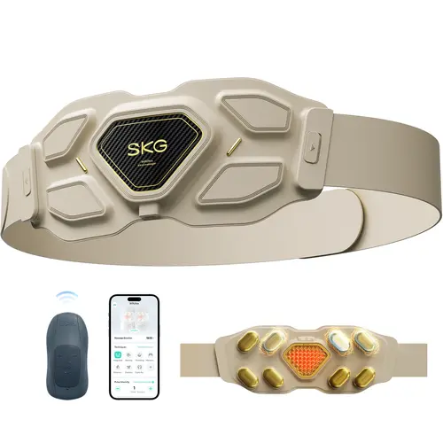 SKG W9 Ultra Cordless Lower Back Massager for Adults - Cordless Massage Devices, Heat Massage Devices, Ergonomic Pain Relief, Back-Mounted Design, Deep Kneading Tissue, Adjustable Heating Pad, Infrared Vibration, Titanium Heads (Back to School Haul)