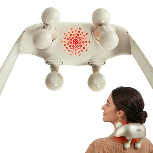 SKG H7 Ultra Neck Massager with Heat - Deep Tissue Shiatsu, Handheld Cordless Massage Device, Elastic Head, 320-Facet Cutting Tech, Rechargeable Compact Cervical Pain Relief Tool, Neck Shoulder Relaxer for Adults, Portable Gift