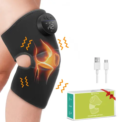 Medcursor Red Light Therapy Knee/Elbow Brace - Cordless Massage Machine, Adjustable, 3 Vibration Modes, 5 Heating Levels, Lightweight, Soft Plush, Button Control, USB Port, 2000 mAh Battery, ASMR Relaxation, Knee Pain Relief, Adults, Father's Day Gift