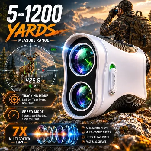 MINENER Hunting Laser Rangefinder, 1000yd High Accuracy Hunt Gear, High-End Transmissive Display, Flag Lock Vibration, 7X Magnification, Rechargeable Lithium Ion Battery,  Magnet, Golf Accessories for Hunting, Man Gifts, Portable,sohochic #toolupgrade