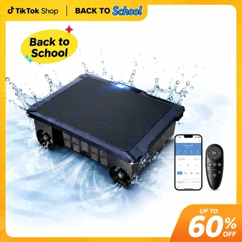 【Stockup】2026 New T2B Robotic Solar Pool Skimmer with App & Remote,24/7 Automatic Surface Cleaner,22H Battery Life,Dual Charging Modes,Auto Parking & Smart Nav,Salt-Chlorine Motors,Built-in Chlorine Dispenser,Ideal for Most Swimming Pool Type, Remote