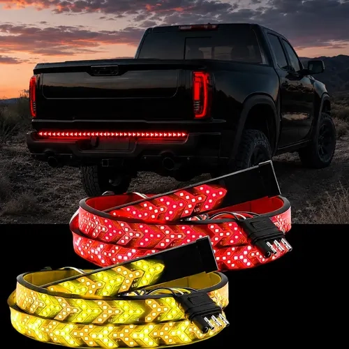 DIBMS Upgraded 60-inch LED Tailgate Light Strip, with downhill warning signal, dynamic turn signals and reverse lights suitable for cars and trucks, flowing light effect, arrow turn signals, IP67 waterproof rating, truck accessories,car accessories,