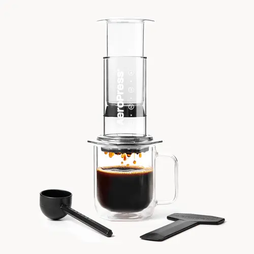 AeroPress Clear Coffee Press - All-in-One French Press, Pour-Over & Espresso Style Manual Brewer, 2 Min Brew for Less Bitterness, More Flavor, Small Portable Coffee Maker, Travel & Camping