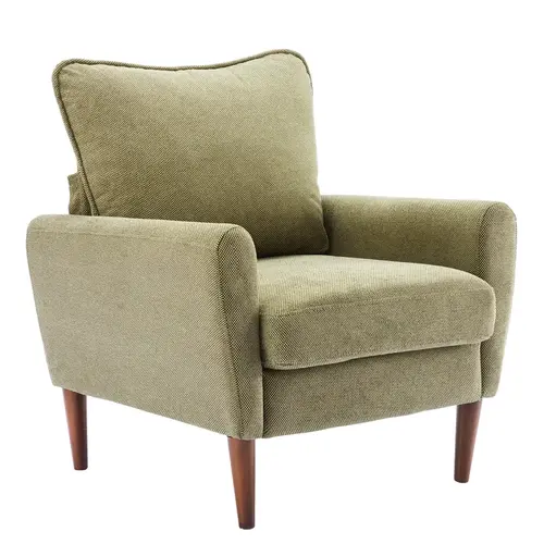 Sweetcrispy Fluffy Lounge Accent Chair - 36.82lb Indoor Furniture with Plush Supportive Sitting, Easyclean Fabric, Sturdy Wood Legs, Cozy Corner Seat for Reading & Rest, Fits Small Spaces for Living Room & Bedroom