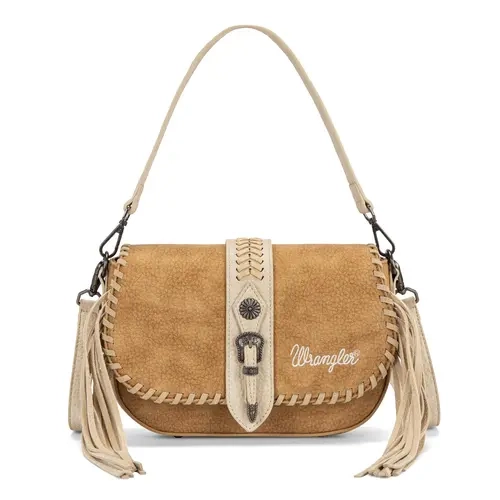 Wrangler Western Hobo Bag for Women Crossbody Bags with Tassels, Braided Trim & Adjustable Strap